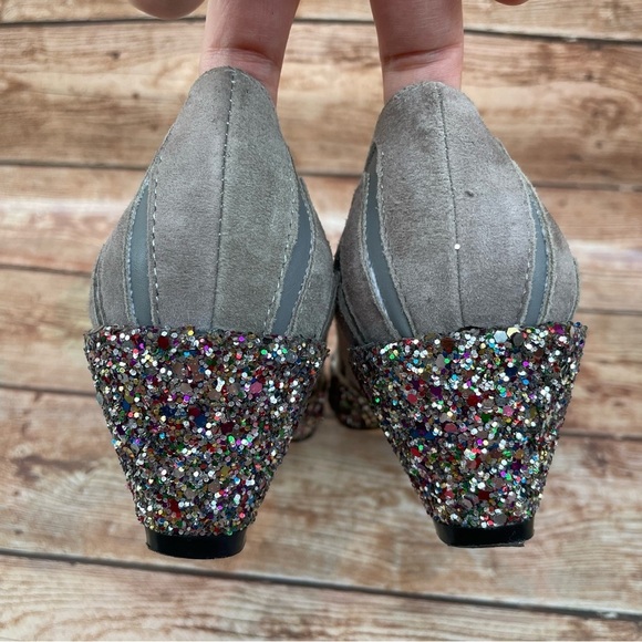 Sequins multicolor leather heels gray suede - Picture 5 of 13